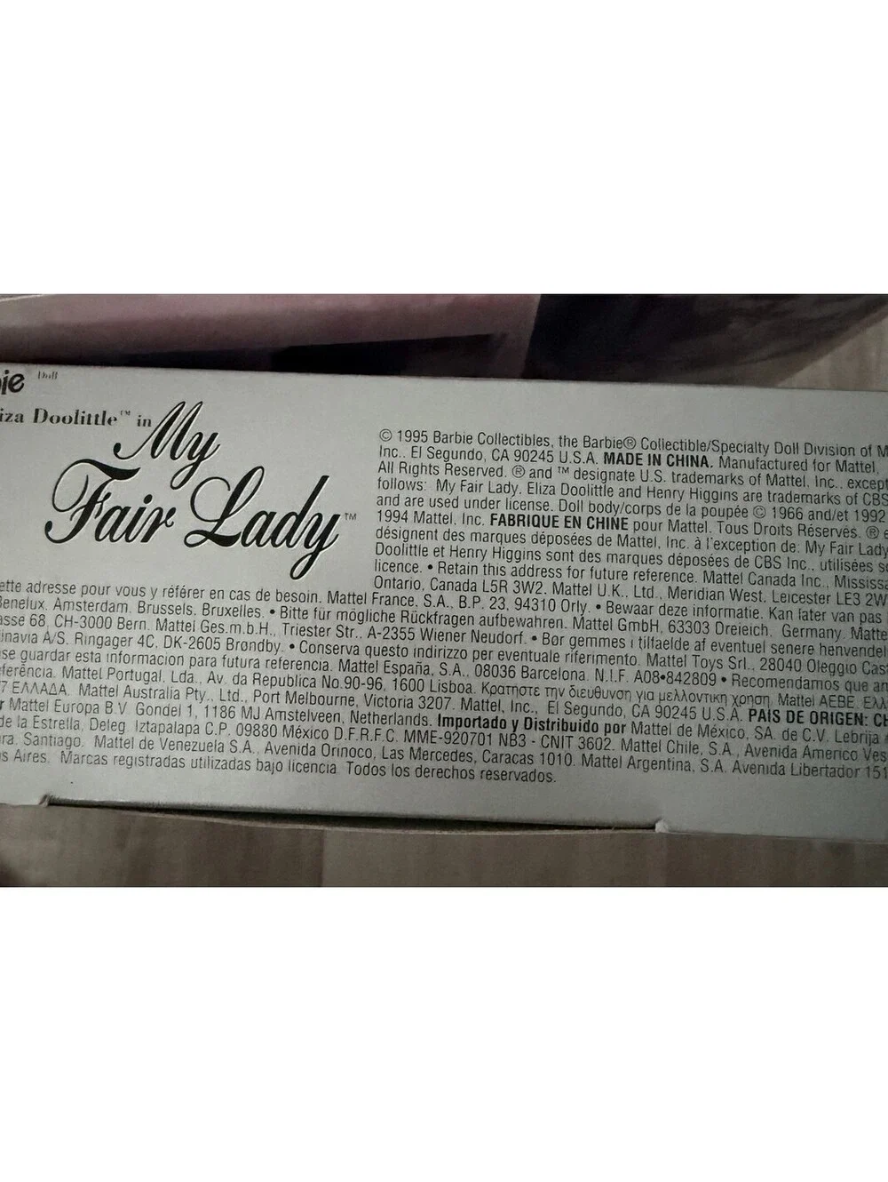 Barbie as Eliza Doolittle in My Fair Lady Barbie Doll Hollywood Legends #15497